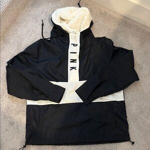 VS Pink Black and White Hooded Jacket